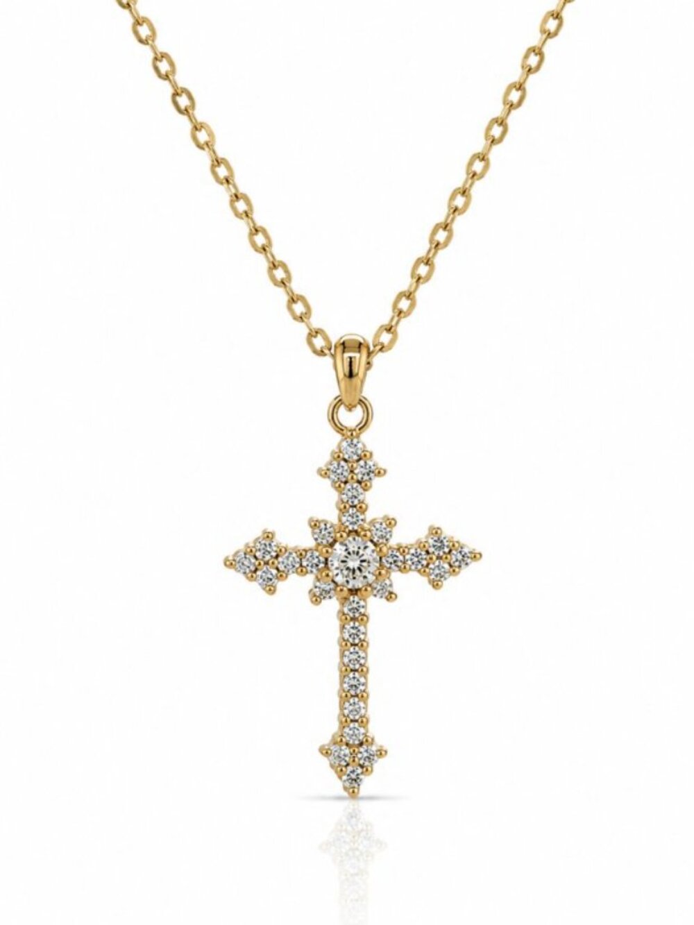 NWT Lola Cross Necklace // 14kt Gold Vermeil + CZ Pavé
